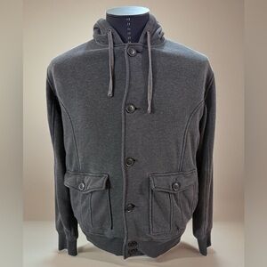 Gray Button-Up Hoodie Jacket